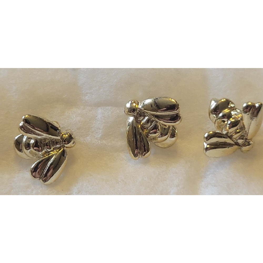 Lot of 3 Vintage Estate Bee Badge Lapel Pins Silver Tone Clutch Brooch Jewelry